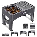 UPSKY 2-in-1 Elevated Dog Bowls Set with 4 Height Adjustable Stand, Gray