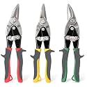 3 pc Aviation Tin Snips Set, Metal Cutter Shear for Cut Sheet Metal, Chrome Vanadium Steel, Straight Left and Right