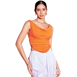 Uptownie Women Top Stretchable Cowl Neck