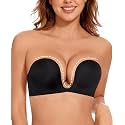 Upushall Strapless Push Up Bras for Women Padded Deep Plunge Seamless Bra