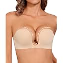 Upushall Strapless Push Up Bras for Women Padded Deep Plunge Seamless Bra