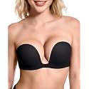 Upushall Strapless Push Up Bras for Women Padded Deep Plunge Seamless Bra