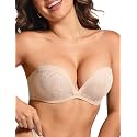 Upushall Strapless Push Up Bras for Women Padded Deep Plunge Seamless Bra
