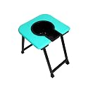 UR CARE Folding Elderly Disabled Men and Pregnant Women Stainless Steel Shower and Bathing Room Mobile Commode stool with Toilet Seat Comfortable Safe Toilet Stool Anti-Skid (Aqua Green)