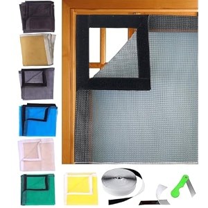 ur little shop 23 x 47 inch_2 x 4 ft_60 x 120 cm_stitched fiber glass mosquito net for windows_200 gsm_grey color_ready to install handy mesh with self adhesive hook tape and cutter dhpmcr12