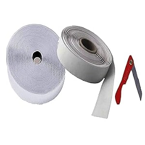 ur little shop 25 meters each self adhesive hook tape and self adhesive loop tape_20mm_white color_with easy removal sticker dhpmcrk