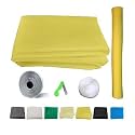 UR LITTLE SHOP 36 X 36 Inch_3 X 3 Ft_90 X 90 Cm_Un Stitched Fiber Glass Mosquito Net for Windows_200 GSM_Yellow Color_ with Regular Loop Tape and Self Adhesive Hook Tape and Cutter DHPMCR12