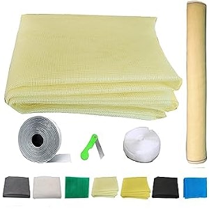 ur little shop 36 x 96 inch_3 x 8 ft_90 x 240 cm_un stitched fiber glass mosquito net for windows_200 gsm_ivory color_ with regular loop tape and self adhesive hook tape and cutter dhpmcr12