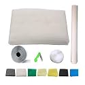 UR LITTLE SHOP 36 X 96 Inch_3 X 8 Ft_90 X 240 Cm_Un Stitched Fiber Glass Mosquito Net for Windows_200 GSM_White Color_ with Regular Loop Tape and Self Adhesive Hook Tape and Cutter DHPMCR12