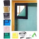 UR LITTLE SHOP 47 X 47 Inch_4 X 4 Ft_120 X 120 Cm_Stitched Fiber Glass Mosquito Net for Windows_200 GSM_Green Color_Ready to Install Handy Mesh with Self Adhesive Hook Tape and Cutter DHPMCR12
