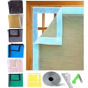 ur little shop 47 x 59 inch_4 x 5 ft_120 x 150 cm_stitched fiber glass mosquito net for windows_200 gsm_ivory color_ready to install handy mesh with self adhesive hook tape and cutter dhpmcr12