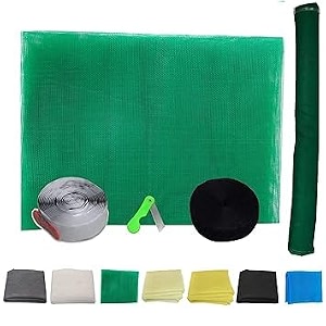 ur little shop 60 x 48 inch_5 x 4 ft_150 x 120 cm_un stitched fiber glass mosquito net for windows_200 gsm_green color_ with regular loop tape and self adhesive hook tape and cutter dhpmcr12