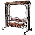 Solid Wood & Iron Garden,Balcony Swing, Hammock, Jhula, Cradle - 3 Seater (Brown & Black)