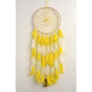 the urban artistic handcrafted wood dream catcher with led light - large 7 inch office bedroom living room decor positive energy showpiece for home decoration yellow