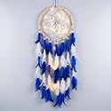 THE URBAN ARTISTIC Handcrafted Wood Dream Catcher with LED Light - Large 7 inch, Rustic Boho Wall Hanging, Bedroom Living Room Decor, Blue