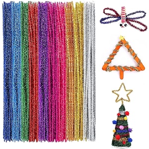 urban box 100 pcs glitter sparkle pipe cleaners tinsel chenille stems10 colors metallic pipe cleaner for diy craftsartsweddinghomepartyholiday decoration 6 mm x 12 inch