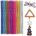 URBAN BOX 100 Pcs Glitter Sparkle Pipe Cleaners Tinsel Chenille Stems,10 Colors Metallic Pipe Cleaner for DIY Crafts,Arts,Wedding,Home,Party,Holiday Decoration 6 mm x 12 Inch