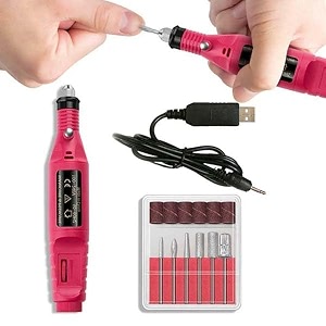 urban box electric nail drill machine kit usb powered pink 6 bits set for manicure and pedicure nail drill machine 20000 rpm professional nail drills for acrylic nails gel e-file nail file for salon and home beginners diy use