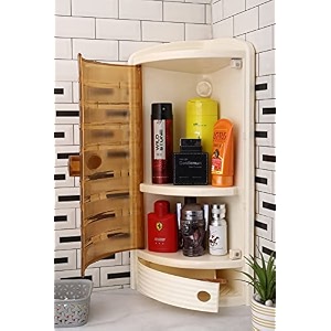 urban choice wall mounted corner bathroom cabinet with storage plasticivory