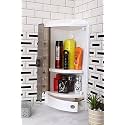 Urban Choice Grace Fine Ware Multipurpose Corner Cabinet for Storage, Wall Mounted Kitchen Corner Shelf with 3 Tiers &amp; 2 Doors, Premium Plastic Cabinet for Living Room Kitchen Bathroom
