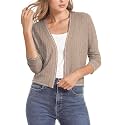 Urban CoCo Women's Cropped Cardigan Sweaters 3/4 Sleeve Lightweight Knit Sweater Shrug