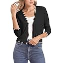 Urban CoCo Women's Cropped Cardigan Sweaters 3/4 Sleeve Lightweight Knit Sweater Shrug