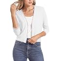 Urban CoCo Women's Cropped Cardigan Sweaters 3/4 Sleeve Lightweight Knit Sweater Shrug