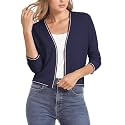 Urban CoCo Women's Cropped Cardigan Sweaters 3/4 Sleeve Lightweight Knit Sweater Shrug