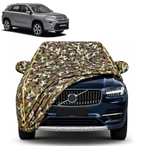 urban crusier hyryder 100 waterproof car cover  dustproof sun protection cover  soft cotton lining  triple stitched  mirror pocket  antenna pocket  all weather body cover army