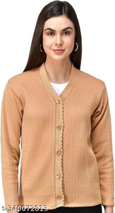 Urban Decor Women Solid V Neck Brown