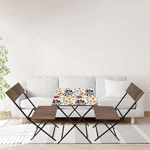 urban decor 2 chairs amp 1 table coffee set  printed metal and wood furniture for home or office