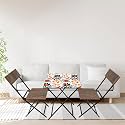 Urban Decor 2 Chairs & 1 Table Coffee Set – Printed Metal and Wood Furniture for Home or Office