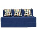Urban Decor | 5' X 6' Feet, Three - Seater | Folding Sofa Cum Bed - Perfect for Guests - Jute Fabric Washable Cover - Blue