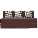 Urban Decor | 6' X 6' Ft, Three - Seater | Folding Sofa Cum Bed - Perfect for Guests - Jute Fabric Washable Cover - Brown