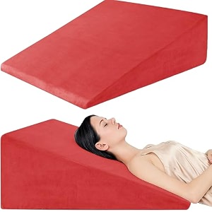urban decor wedge plus orthopedic pillow with headrest  memory amp high-resilience foam cushion for sleeping sitting acid reflux gerd leg elevation back support amp pregnancy  red pack of 1