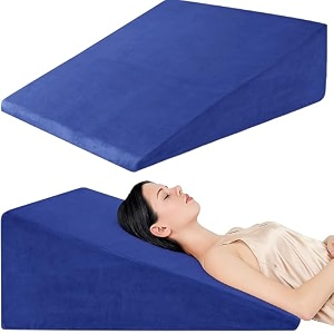 urban decor wedge plus orthopedic pillow with headrest  memory amp high-resilience foam cushion for sleeping sitting acid reflux gerd leg elevation back support amp pregnancy blue pack of 1