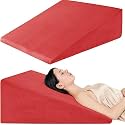 Urban Decor Wedge Plus Orthopedic Pillow with Headrest | Memory & High-Resilience Foam Cushion for Sleeping, Sitting, Acid Reflux, GERD, Leg Elevation, Back Support & Pregnancy – Red, Pack of 1