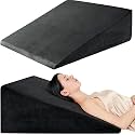 Urban Decor Wedge Plus Orthopedic Pillow with Headrest | Memory &amp; High-Resilience Foam Cushion for Sleeping, Sitting, Acid Reflux, GERD, Leg Elevation, Back Support &amp; Pregnancy – Black, Pack of 1