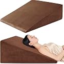 Urban Decor Wedge Plus Orthopedic Pillow with Headrest | Memory &amp; High-Resilience Foam Cushion for Sleeping, Sitting, Acid Reflux, GERD, Leg Elevation, Back Support &amp; Pregnancy – Brown, Pack of 1