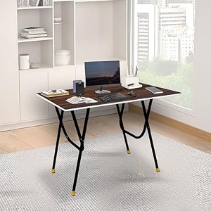 urban decor foldable study table  strong engineered wood top with stylish metal support