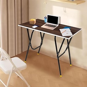 urban decor modern foldable office desk lightweight durable metal legs and sleek wood finishbrown