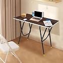 Urban Decor Modern Foldable Office Desk Lightweight, Durable Metal Legs, And Sleek Wood Finish,Brown