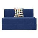 Urban Decor | One Seater, 3' X 6' Feet | Folding Sofa Cum Bed - Perfect for Guests - Jute Fabric Washable Cover | Blue