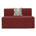 Urban Decor | Single Seater | Folding Sofa Cum Bed - Perfect for Guests - Jute Fabric Washable Cover |Red - 3' X 6' Feet