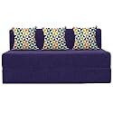 Urban Decor ( Three Seater Folding Sofa Cum Bed - Perfect for Guests - Jute Fabric Washable Cover | 5' X 6' Feet, Purple
