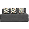 Urban Decor ( Three-Seater Folding Sofa Cum Bed - Perfect for Guests - Jute Fabric Washable Cover | 6' X 6' Feet, Grey