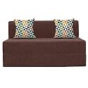 Urban Decor | Two - Seater, 4' X 6' Feet | Folding Sofa Cum Bed - Perfect for Guests - Jute Fabric Washable Cover | Brown Color