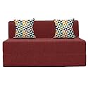 Urban Decor | Two-Seater | Folding Sofa Cum Bed - Perfect for Guests - Jute Fabric Washable Cover | 4' X 6' Ft, Red Color |