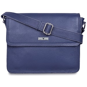 urban forest cody dark blue leather messenger bag for men