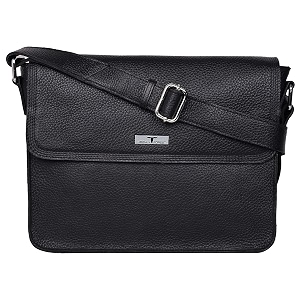 urban forest cody black leather messenger bag for men